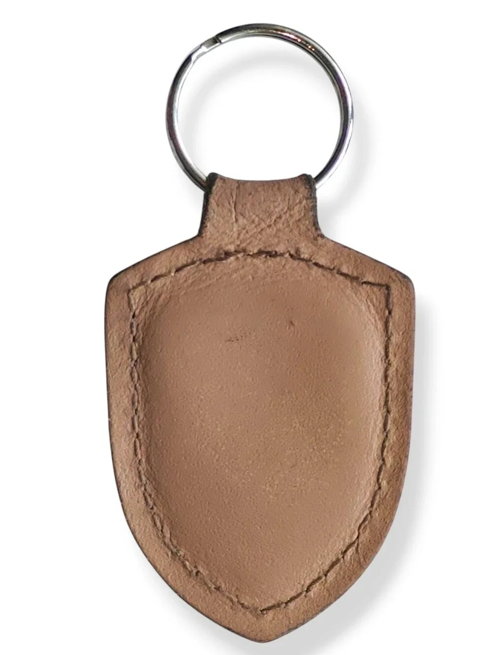 Porsche Crest Beige Leather Key Ring
